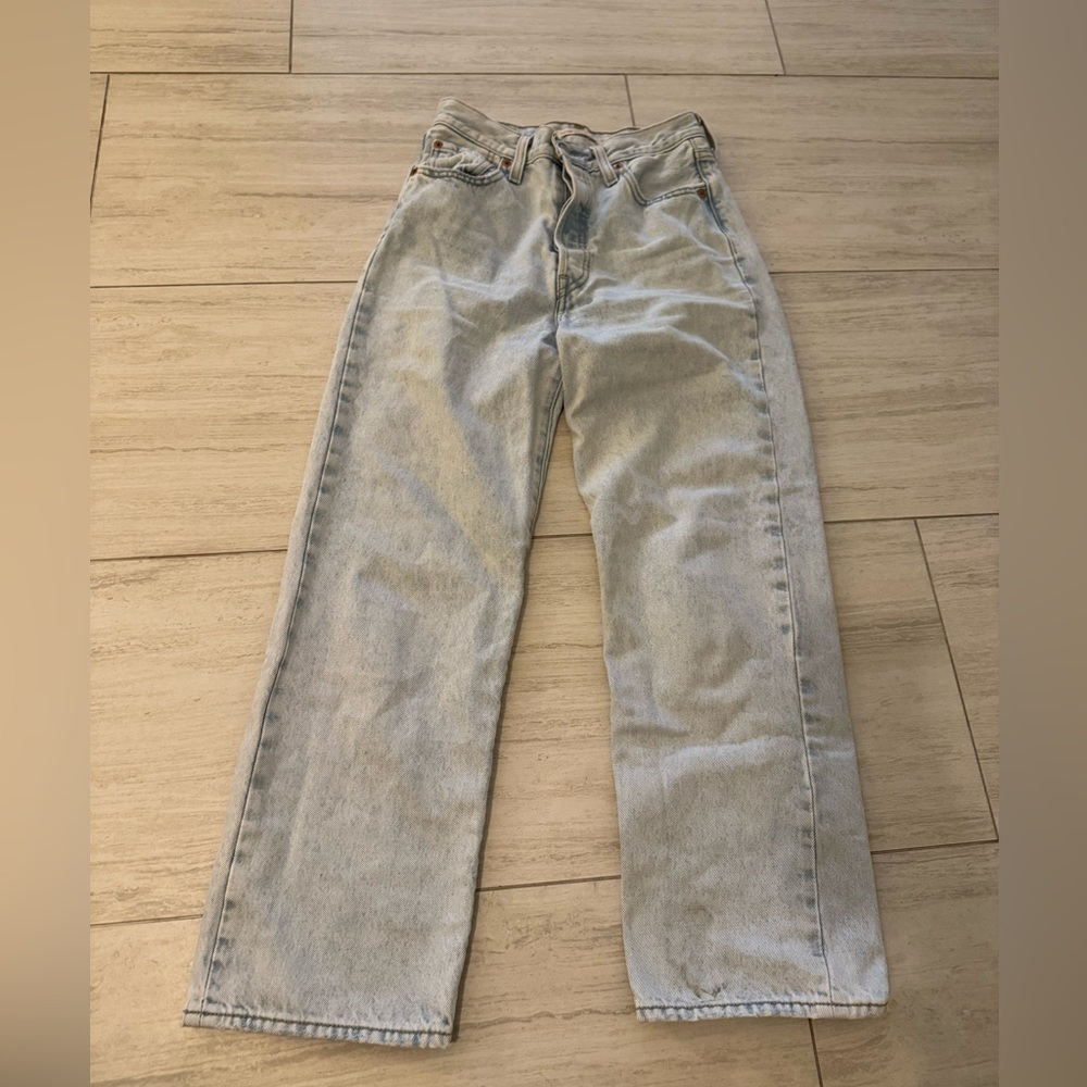 Levi's Light Blue Ribcage straight ankle Jeans